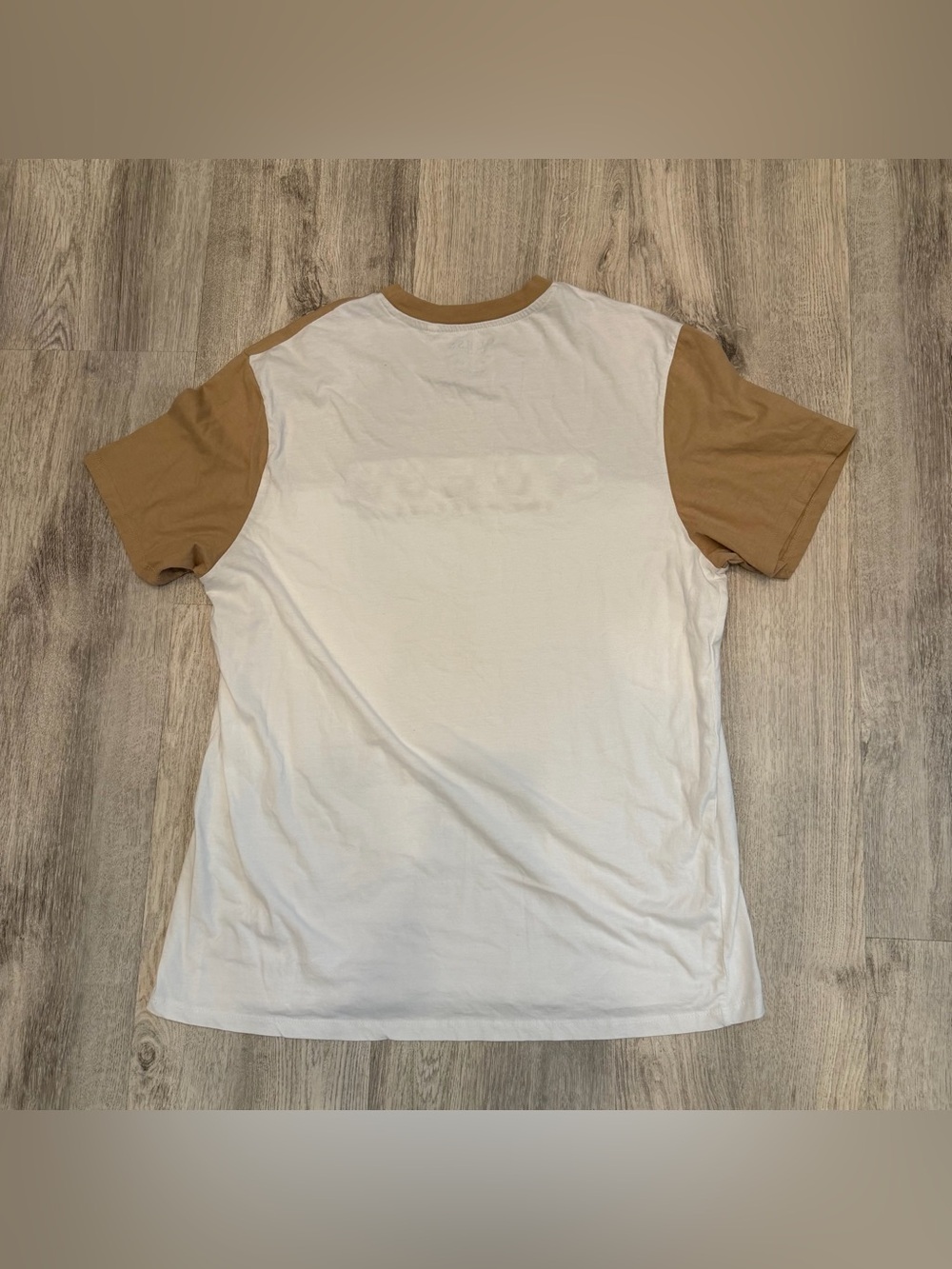 Guess Los Angeles Colorblock Logo T-Shirt Beige White XL - Picture 2 of 2